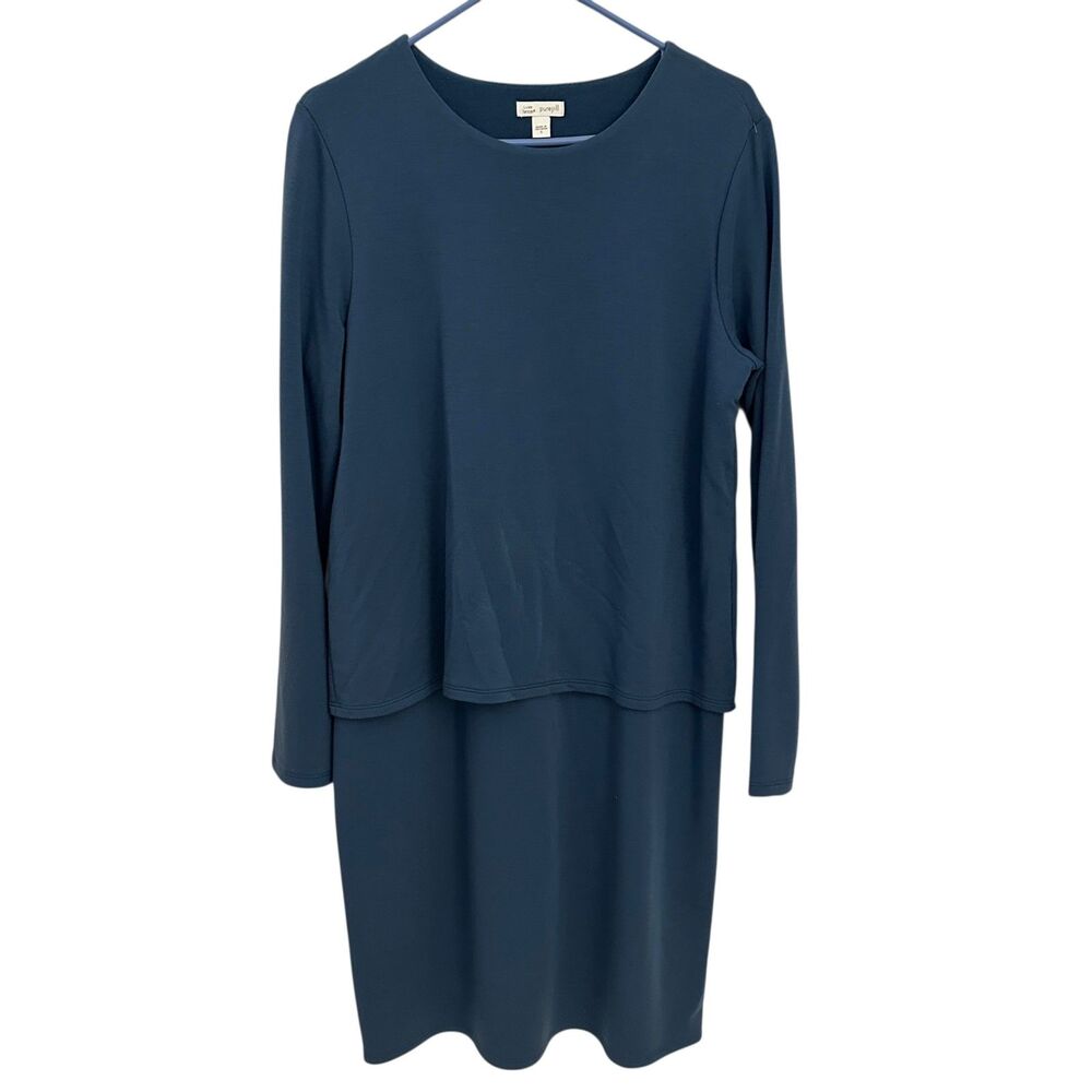 Pure Jill by J. Jill Women's Blue Luxe Tencel Long Sleeve Midi Dress – Size S